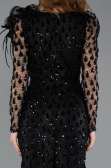 Long Black Scaly Evening Dress ABU5516