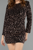Mini Copper Sequined Velvet Party Dress ABK2477
