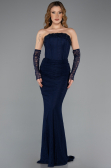 Long Navy Blue Dantelle Evening Dress ABU5510