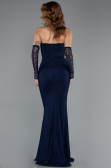 Long Navy Blue Dantelle Evening Dress ABU5510
