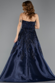 Long Navy Blue Beaded Evening Dress ABU5511