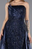 Long Navy Blue Beaded Evening Dress ABU5511