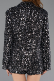 Short Black-Silver Sequined Velvet Party Dress ABK2481