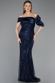 Long Navy Blue Scaly Evening Dress ABU5529