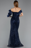 Long Navy Blue Scaly Evening Dress ABU5529