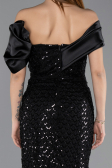 Long Black Scaly Evening Dress ABU5529