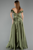 Long Olive Drab Satin Evening Dress ABU5530