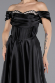 Long Black Satin Evening Dress ABU5530