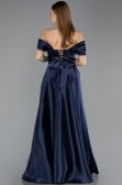 Long Navy Blue Satin Evening Dress ABU5530