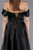 Long Black Satin Evening Dress ABU5530