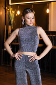 Long Black-Silver Party Dress ABU5533