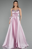 Long Powder Color Satin Evening Dress ABU5541