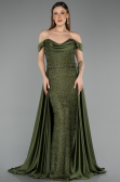 Long Olive Drab Beaded Evening Dress ABU5542