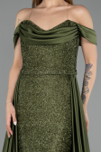 Long Olive Drab Beaded Evening Dress ABU5542