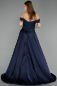 Long Navy Blue Beaded Evening Dress ABU5542