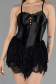 Mini Black Satin Party Dress ABK2497