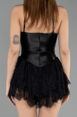 Mini Black Satin Party Dress ABK2497