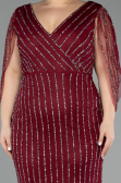 Long Burgundy Stony Plus Size Evening Dress ABU5478