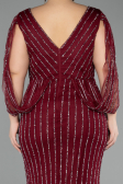 Long Burgundy Stony Plus Size Evening Dress ABU5478