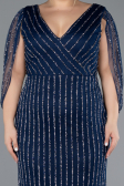Long Navy Blue Stony Plus Size Evening Dress ABU5478