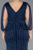 Long Navy Blue Stony Plus Size Evening Dress ABU5478