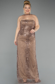 Long Copper Beaded Plus Size Evening Gown ABU5495