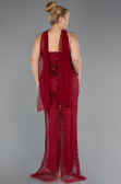Long Burgundy Beaded Plus Size Evening Gown ABU5495
