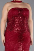 Long Burgundy Beaded Plus Size Evening Gown ABU5495