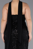 Long Black Beaded Plus Size Evening Gown ABU5495