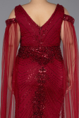 Long Burgundy Beaded Plus Size Evening Gown ABU5498