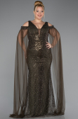 Long Olive Drab Beaded Plus Size Evening Gown ABU5498