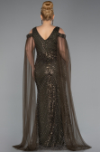 Long Olive Drab Beaded Plus Size Evening Gown ABU5498