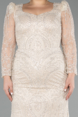 Long Beige Beaded Evening Dress ABU5387
