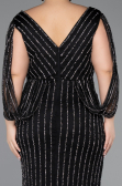 Long Black Stony Plus Size Evening Dress ABU5478