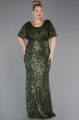 Olive Drab Long Scaly Plus Size Evening Dress ABU4926