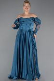 Oil Green Long Satin Formal Plus Size Dress ABU5261
