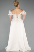 Beige Long Beaded Plus Size Evening Dress ABU5155