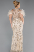 Long Beige Beaded Plus Size Evening Dress ABU5540