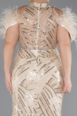Long Beige Beaded Plus Size Evening Dress ABU5540