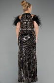Long Black Beaded Plus Size Evening Dress ABU5540