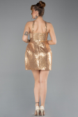 Gold Halter Neck Mini Sequin Party Dress ABK2201