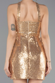 Gold Halter Neck Mini Sequin Party Dress ABK2201