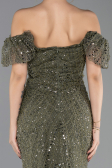 Long Olive Drab Beaded Evening Dress ABU5547