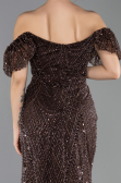 Long Brown Beaded Evening Dress ABU5547