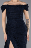 Long Navy Blue Laced Evening Dress ABU5553