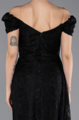 Long Black Laced Evening Dress ABU5553