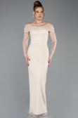 Long Beige Beaded Evening Dress ABU5550