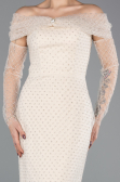 Long Beige Beaded Evening Dress ABU5550