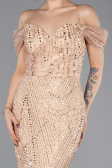 Long Gold Beaded Evening Dress ABU5557