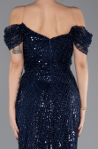 Long Navy Blue Beaded Evening Dress ABU5557
